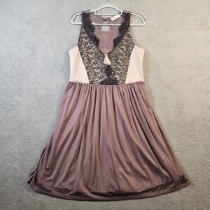 Shira P Womens Lace Colorblock Fit & Flare Dress Mauve Cream Black Large SP20206